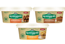 Pack shots of Kerrygold Sweet Spreadables including Spreadable with Salted Caramel, Spreadable with Maple Syrup & Cinnamon and Spreadable with Maple Syrup.