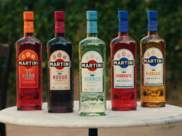 Bacardi unveils a new era for Martini vermouth A line-up of Martini vermouth bottles stand on a marble table. (From left to right) Martini Fiero L'Aperitivo, Rosso Vermouth, Bianco Vermouth, Vibrante L'Aperitivo Vibrante Non-Alcoholic and Floreale L'Aperitivo Non-Alcoholic.