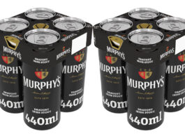 Pack shots of Murhpy's Irish Stout 440ml can four can multipack.