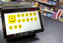 PayPoint till screen displaying the functions and in-store services available to retailers.