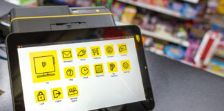 PayPoint till screen displaying the functions and in-store services available to retailers.