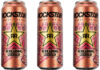 Pack shots of Rockstar Energy Zero Sugar Peach cans.