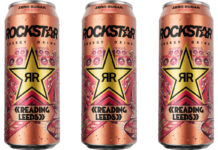 Pack shots of Rockstar Energy Zero Sugar Peach cans.