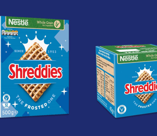 Shreddies The Frosted One packs recalled Pack shots of multipacks of Shreddies The Frosted One against a dark blue background.