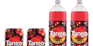 Pack shots of Tango Editions Limited Edition Strawberry Smash including 330ml cans and 2 litre bottles.