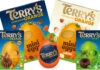 Pack shots of Terry's Chocolate Easter range including Terry's Chocolate Orange Mini Eggs Easter Egg, Terry's Chocolate Orange White Mini Eggs Easter Egg, Terry's Chocolate Orange Easter Egg, Terry's Chocolate Orange Mint Easter Egg and Terry's Chocolate Orange Orange Cream Filled Egg.