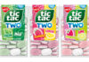 Pack shots of Tic Tac Two Spearmint , Strawberry & Lemon and Raspberry & Lime.