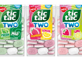 Ferrero doubles up for Tic Tac Two launch Pack shots of Tic Tac Two Spearmint , Strawberry & Lemon and Raspberry & Lime.