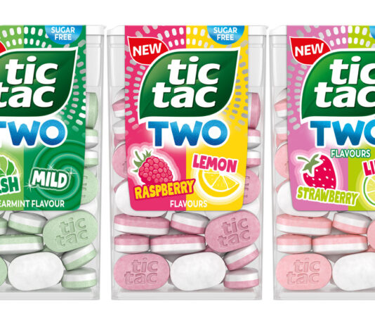 Ferrero doubles up for Tic Tac Two launch Pack shots of Tic Tac Two Spearmint , Strawberry & Lemon and Raspberry & Lime.