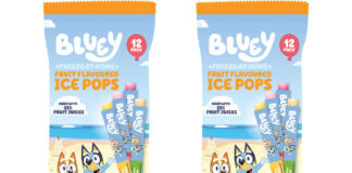 Pack shots of Bluey Freeze-At-Home Fruit Flavoured Ice Pops.