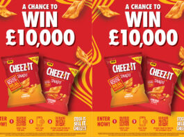 Chance to win £10k in new Cheez-It competition Promotional posters for Cheez-It competition which is offering retailers a chance to win £10,000. The poster features pack shots of the Cheez-It range consisting of Double Cheese and Cheese & Chilli.