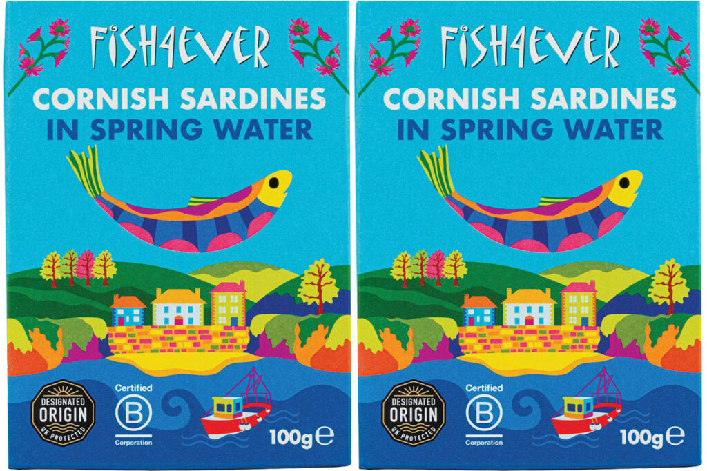 Pack shots of Fish4Ever Cornish Sardines in Spring Water.