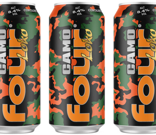 Four Loko rolls out new Camo Mango flavour Pack shots of Four Loko Camo Mango cans.