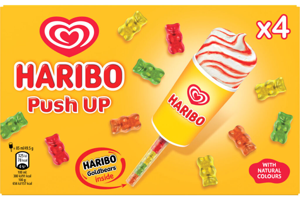 Pack shot of Wall's Haribo Push up ice cream.