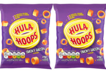 Pack shots of Hula Hoops Smoky Bacon.