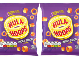 Pack shots of Hula Hoops Smoky Bacon.