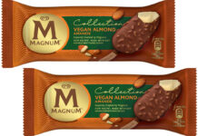 Pack shots of Magnum Vegan Almond single bars.