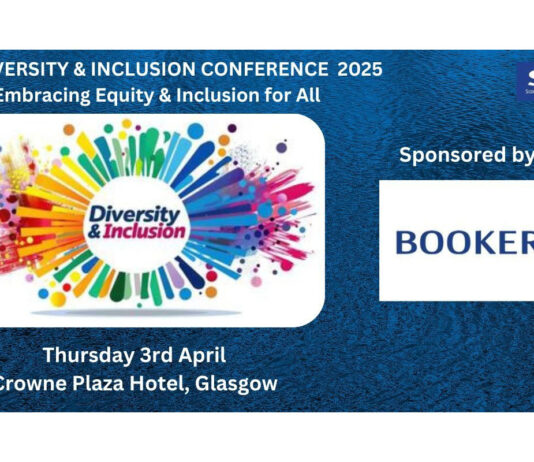 SGF launches first Diversity & Inclusion event Advert for the SGF Diversity & Inclusion Conference 2025 'Embracing Equality & Inclusion for All' with the logo for the event and a logo for the headline sponsor Booker. The logo for the SGF sits in the top right corner with the date Thursday 3 April at the bottom with the location Crowne Plaza, Glasgow.