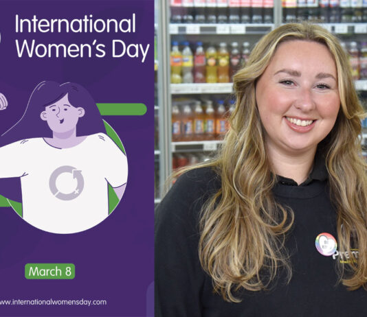 International Women’s Day – Premier Broadway Convenience Store A poster for International Women's Day 2025 with an image of assistant manager of Premier Broadway Convenience Store Sophie Williams.