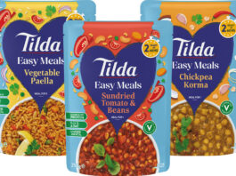 Tilda builds convenience with new Easy Meals range Pack shots of Tilda Ready Meals including Vegetable Paella, Sundried Tomatoes & Beans and Chickpea Korma.