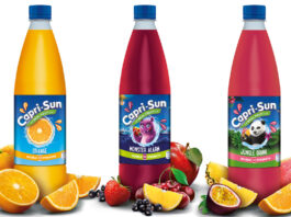 Capri-Sun Squash drinks relaunch in the UK Pack shots of Capri-Sun Squash variants including Orange, Monster Alarm and Jungle Juice with fruit surrounding each bottle to reflect the fruit found inside the juices.
