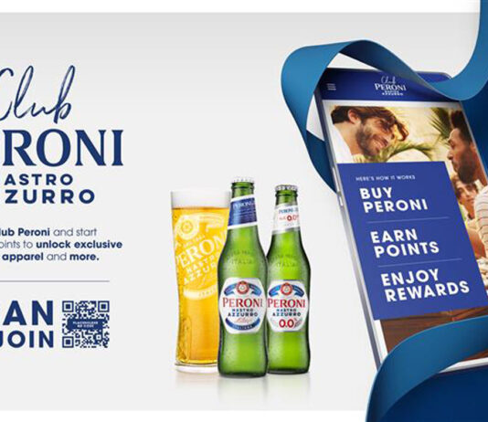 Peroni launches loyalty programme Club Peroni to support off-trade Promotional image for Club Peroni Nastro Azzuro featuring bottles of the beer as well as a Peroni branded glass filled with the beer next to the bottles. There is a mobile phone with the Club Peroni homescreen on it amongst a blue design. There is a QR code as part of the promotional image to invite customers to join the Club.