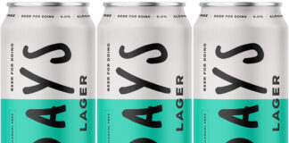 Pack shots of Days Lager cans.