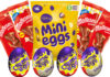 Pack shots of Easter products including Cadbury Mini Eggs 1kg, Maltesers Bunny, Maltesers Bunny Popcorn flavour, Cadbury Creme Egg and Cadbury White Creme Egg.