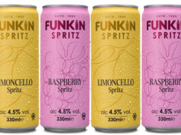 Funkin Cocktails expands into the Spritz cocktail market Pack shots of Funkin Spritz cans including Limoncello Spritz and Raspberry Spritz.