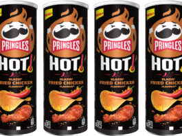 Pringles Hot fires up with new Blazin Fried Chicken flavour Pack shots of Pringles Hot Blazin' Fried Chicken.