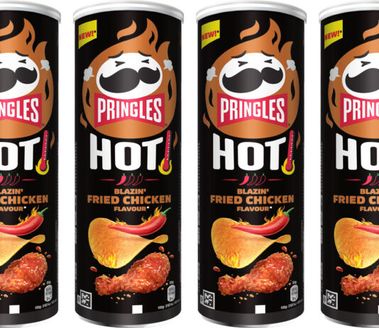 Pringles Hot fires up with new Blazin Fried Chicken flavour Pack shots of Pringles Hot Blazin' Fried Chicken.