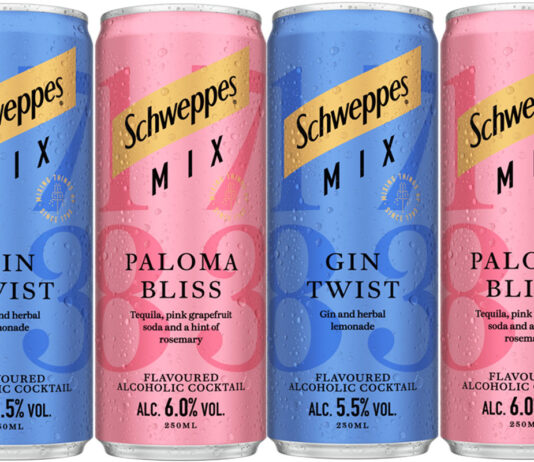 Schweppes Mix enters RTD category with new cocktail cans Pack shots of Schweppes Mix cocktail cans including Gin Twist and Paloma Bliss.