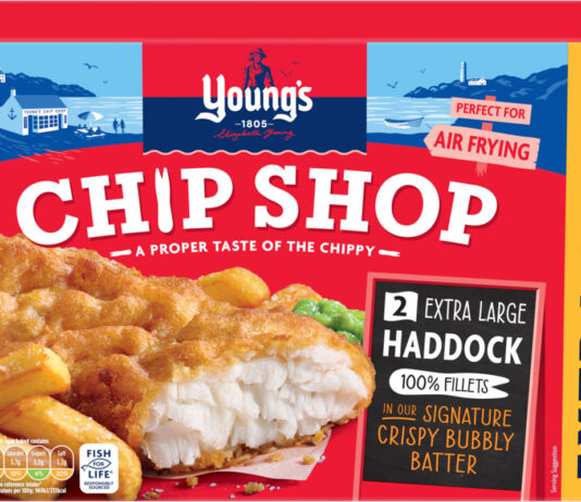 Young’s expands Chip Shop range with Extra Large Haddock fillets Pack shot of Young's Chip Shop Extra Large Haddock Fillets.
