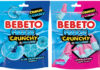 Pack shots of Bebeto Freeze Crunchy Blue Raspberry Rings and Bubblegum Bottles.