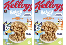 Pack shots of Kellogg's Bluey Multigrain Cereal.