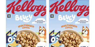 Pack shots of Kellogg's Bluey Multigrain Cereal.