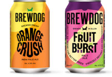 Pack shots of BrewDog Orange Crush and BrewDog Fruit Burst.