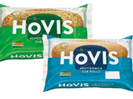 Pack shots of Hovis Cheese & Herbs Sub Rolls and Hovis Buttermilk Sub Rolls.