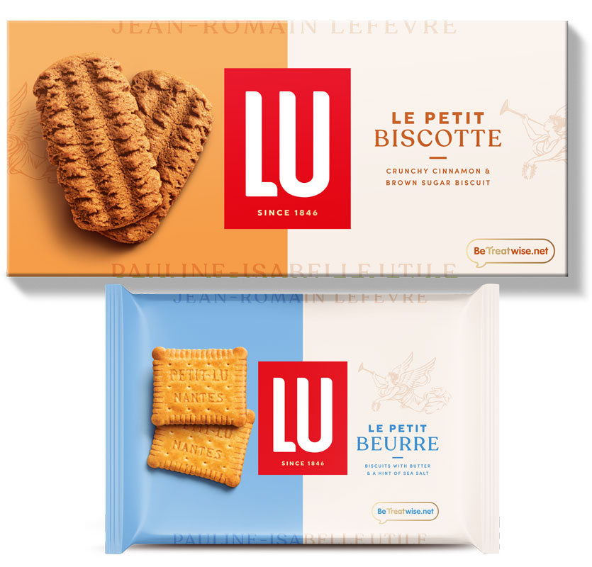 Pack shots of LU Le Petit Biscotte and LU Le Petit Beurre.
