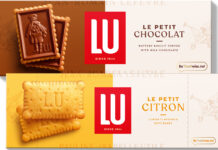 Pack shots for LU Le Petit Chocolat and LU Le Petit Citron with the 2025 design.