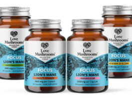 Love Mushrooms gears up new Lion’s Mane supplements range at NOPEX Pack shots of Love Mushrooms Lion's Mane supplements range consisting of Focus + Ashwagandha, Focus + Multi Vitamin, Focus + Magnesium and Focus + Vitamin D3 & Zinc.