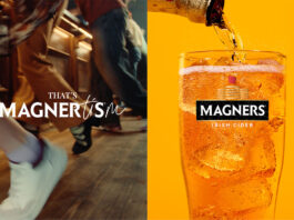 Magners brings a fizz to summer in new campaign A still image from the Magners summer 2025 campaign and sees people running in the image to the left with the phrase 'It's Magnertism'. The image to the right sees a Magners bottle being poured into a Magners pint glass against an orange background.