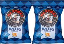 Pack shots Mr Porky Puffs.