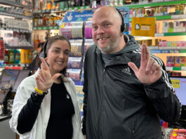 Londis Solo Convenience kicks off Allwyn shop refit work Natalie and Martin Lightfoot stand inside their store Londis Solo Convenience in Baillieston with crossed fingers to mimic the National Lottery mascot.
