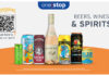 Promotion for One Stop's refresh for the beer, wine and spirits category with pack shots of products and a QR code for Kopparberg cider.
