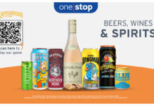 Promotion for One Stop's refresh for the beer, wine and spirits category with pack shots of products and a QR code for Kopparberg cider.