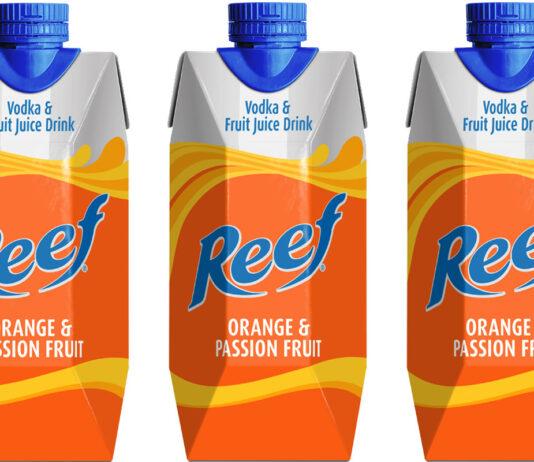 Reef unveils new tetra packaging format for RTD range Pack shots of Reef Orange & Passion Fruit Vodka & Fruit Juice Tetra packaging cartons.