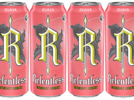 Relentless launches new flavour with tangy Guava Pack shots of Relentless Guava cans.
