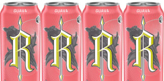 Pack shots of Relentless Guava cans.
