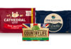 Pack shots of Cathedral City Our Mature Cheddar, Davidstow Cornwall Crackler Cheddar and Country Life Salted Butter.
